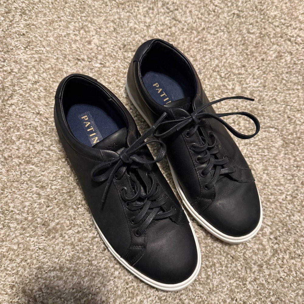 Portland Leather Goods Patina black leather sneakers 7 low top minimalist casual